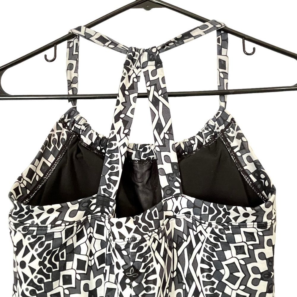 prAna Quinn Printed Halter Athleisure Dress Built-In Bra Black & Grey XS - Picture 5 of 10